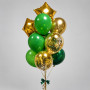 Набор золотых и зелёных шаров со звёздами (9 шт)
